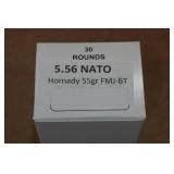 30 5.56mm NATO 55 Gr Hornady FMJ BT Ammo