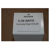 30 5.56mm NATO 55 Gr Hornady FMJ BT Ammo