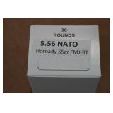 30 5.56mm NATO 55 Gr Hornady FMJ BT Ammo