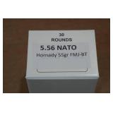 30 5.56mm NATO 55 Gr Hornady FMJ BT Ammo
