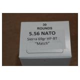 30 5.56mm NATO 69 Gr Sierra HP BT Match Ammo