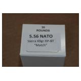30 5.56mm NATO 69 Gr Sierra HP BT Match Ammo