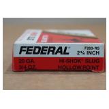 5 Federal Hi-Shok 20 Gauge 2-3/4" HP Slugs