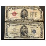 $5 Dollar Silver Certificate and Note