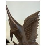 Hand Carved Hardwood Fish Sculptures - Dolphin, Marlin, Shark & Swordfish