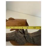 Signed Wood Fish Figure Mounted on Driftwood