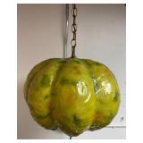AMAZING Mid Century Lime Green Speckled Fiberglass Hanging Swag Lamp