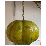 AMAZING Mid Century Lime Green Speckled Fiberglass Hanging Swag Lamp