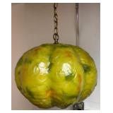 AMAZING Mid Century Lime Green Speckled Fiberglass Hanging Swag Lamp