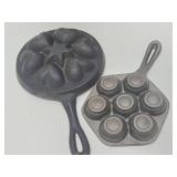 3 Cast Iron Muffin/Cornbread etc Pans