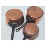 Wonderful Quality Vintage French etc Heavy Copper & Iron Cooking Pots