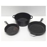 3 Pieces of Cast Iron LODGE Cookware