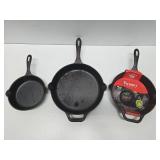 3 Unused VICTORIA Cast Iron Skillets