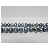Long Strand of Blue Freshwater Pearls Necklace - 40"+ Length