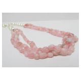 Long Strand of Freshwater Pearls & Rose Quartz Necklace - 50"+ Length