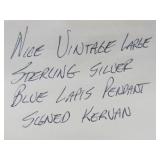 Vintage Diamond Shaped Sterling Silver & Lapis Pendant - Signed Kervan