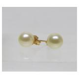 14K Gold & Genuine Pearl Earrings