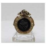 Antique Victorian Gold Filled Locket w/Onyx & Tiger Eye