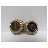Antique Victorian Gold Filled Locket w/Onyx & Tiger Eye
