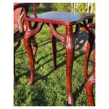 Exceptional Chinese Carved Burled Wood Set of 2 "Antler" Armchairs & Matching Table