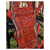 Exceptional Chinese Carved Burled Wood Set of 2 "Antler" Armchairs & Matching Table