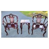 Exceptional Chinese Carved Burled Wood Set of 2 