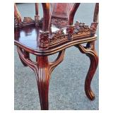Exceptional Chinese Carved Burled Wood Set of 2 "Antler" Armchairs & Matching Table