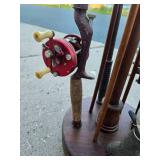 Great Looking Display Rack w/Fishing Rods & Vintage Fishing Net