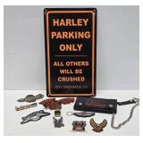 Group of HARLEY DAVIDSON Items Including Parking Sign