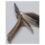 Very Cool Old Vintage Deer Antler Handle Large Hunting Knife