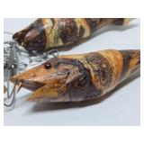 Great Looking Rustic Carved Birch Wood Fish on Stringer Cabin Display