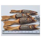 Great Looking Rustic Carved Birch Wood Fish on Stringer Cabin Display