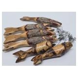 Great Looking Rustic Carved Birch Wood Fish on Stringer Cabin Display