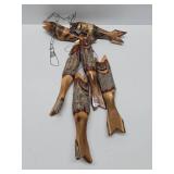 Great Looking Rustic Carved Birch Wood Fish on Stringer Cabin Display