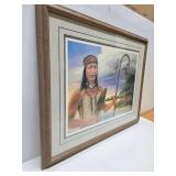 Framed Signed Numbered Native American Print by Virginia Coudron - "Chief Shakopee, Little Six"