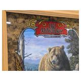 Vintage OLD MILWAUKEE Advertising Beer Mirror Sign w/Grizzly Bear
