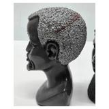 Impressively Carved Signed African Stone Bust Sculptures by Chatsama