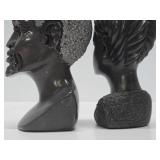 Impressively Carved Signed African Stone Bust Sculptures by Chatsama