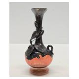 Lovely Old Vintage Silver Over Glass Floral Vase