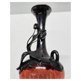 Lovely Old Vintage Silver Over Glass Floral Vase