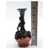 Lovely Old Vintage Silver Over Glass Floral Vase