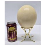 Large Hollow Genuine Ostrich Egg w/Brass Stand