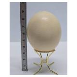 Large Hollow Genuine Ostrich Egg w/Brass Stand