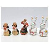 Group of Vintage Carved & Painted Wood Scandinavian Figures & Rabbits