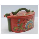 Nicely Handpainted Rosemaled Scandinavian Wood Tine Box