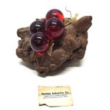 Mid Century Grape Cluster & Natural Root Display Sculpture