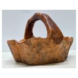 Nicely Carved Burl Wood Basket