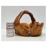 Nicely Carved Burl Wood Basket