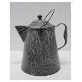 Large Vintage Enamel Graniteware Coffee Pot