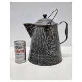 Large Vintage Enamel Graniteware Coffee Pot